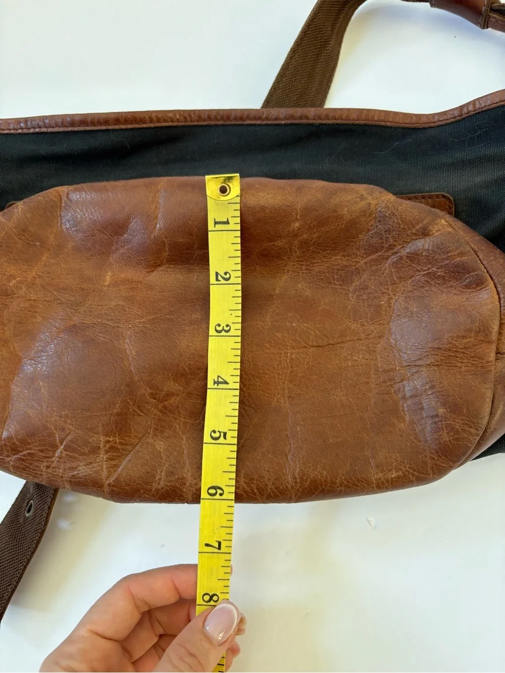 Anthropologie Black Textile Brown Leather Trim Bucket Slouchy Boho Bag Purse